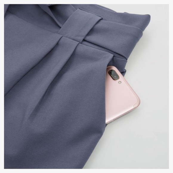 Grace Karin Dark Gray Slacks Women’s Size M Elastic High Waist with Tie Belt EUC - Picture 4 of 16